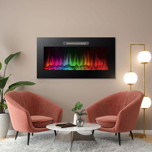 BW2024 • Elektromos beépíthető kandalló - hősugárzó + RGB LED - 91 x 15 x 48 cm