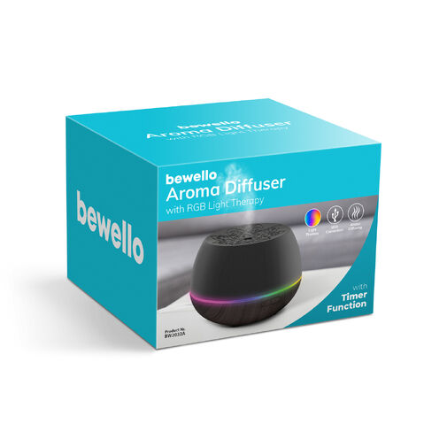 BW2032A • Fényterápiás aroma diffúzor - fekete - 160 ml