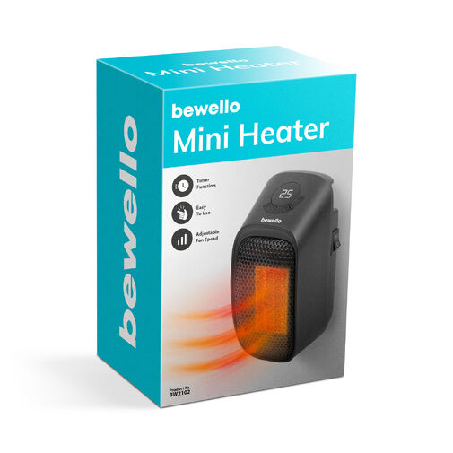 BW2102 • Mini hősugárzó - 400W - LED kijelző - 230V - fekete