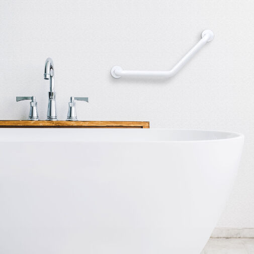 BW3035B • Fürdőszobai kapaszkodó - 45°-ban hajlított - rozsdamentes acél - fehér - 25 + 25 cm