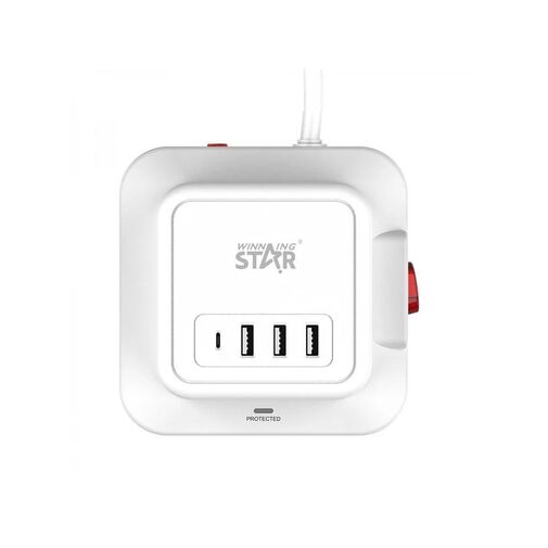DA01162 • WinningStar - Kocka elosztó - 8-as + 3 x USB + 1 x Type-C - 3 m
