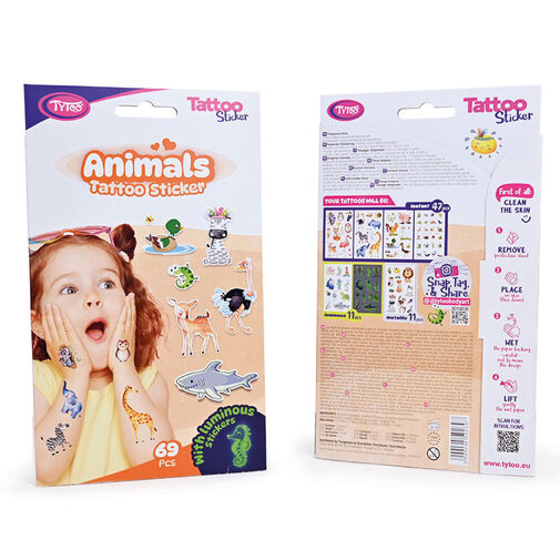 TY50269 • Állatos tetoválás matrica szett - 69 db / csomag