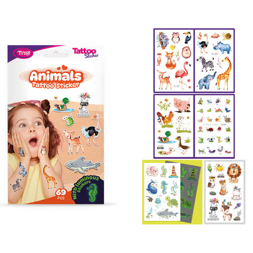 TY50269 • Állatos tetoválás matrica szett - 69 db / csomag